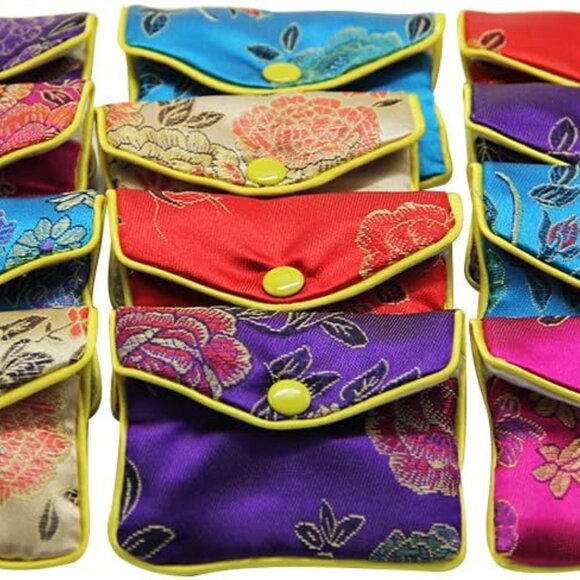 Jewellery Jewelry Silk Purse Pouch Gift Bags, Multiple Colors, Pack of 12 Small - Picture 3 of 8